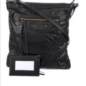 Balenciega motocross flat crossbody bag black